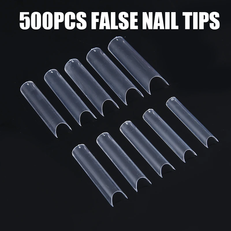 

500PCS Fake Nail Artificial on Long Clear/white False Coffin Nails Art Tips Manicure Nails Press on Nail