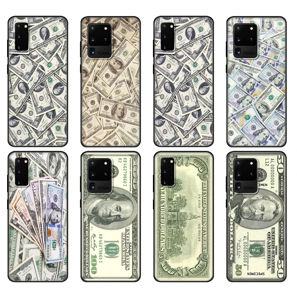Custodia In Tpu Nero Per Samsung Galaxy S20 /S20 Plus/S20 Ultra/S20 + /S20Fe Cover Posteriore Money Dollars Bill Cash Ben Franklin