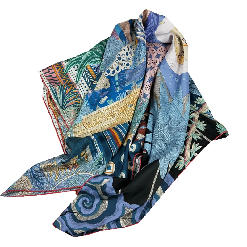 Real Silk Twill Scarf Fashion Women Scarves Shawl Coat Wrap Poncho Luxury Beach Cloak Midsummer Night's Dream 140cm