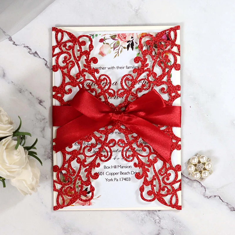 1 шт. золотистая и синяя фотосессия лазерная вырезка свадебная пригласительная