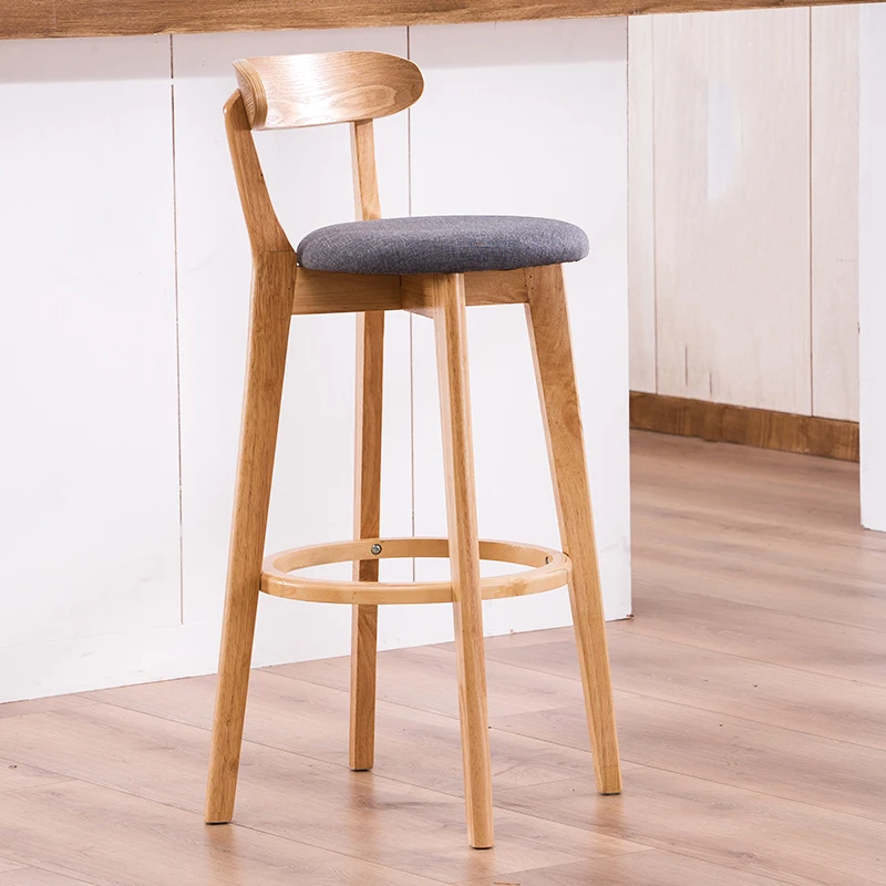 Скандинавские барные стулья, высокий стул из твердой древесины, современный минималистичный барный стул с высокой спинкой, потребительский коммерческий стул для отдыха