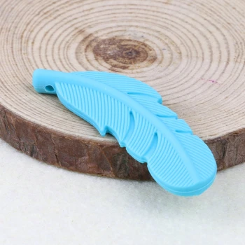 

Drop Ship. Nursing Feather Pendant Baby Teether Silicone Soother Chew Toy Teething Necklace