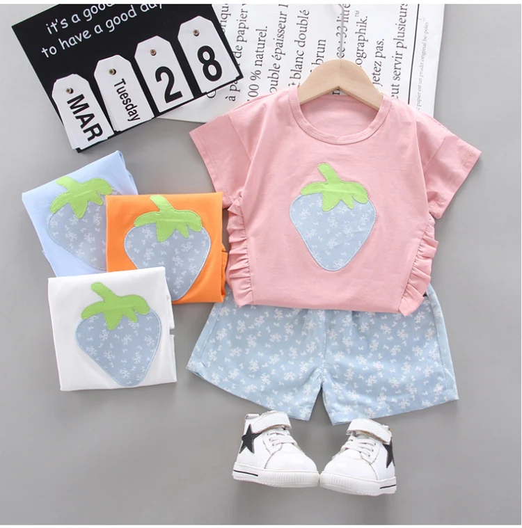 短裤两件套_女童夏装童装新款中小童圆领短袖碎花短裤一件代发---阿里巴巴_01