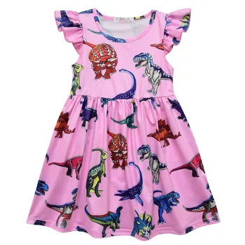

Oecanleap Little Girls Dresses Summer Children Cartoon Dinosaur Printing Sleeveless Dress 2-7 Year Old Baby Girl Party Dress