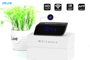 

Remotely Table Clock 1080P Mini WIFI Camera Time Alarm P2P IP/AP Security Night Vision Motion Sensor Remote Monitor camera wifi