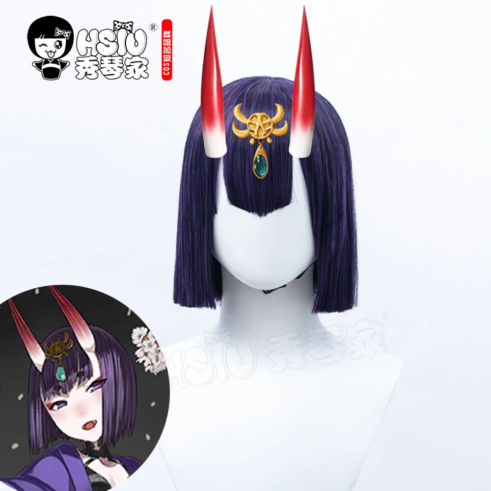 Details about   Anime Fate/Grand Order Shuten-Douji Cosplay Deep Purple Hair Woman's Daily Wig 