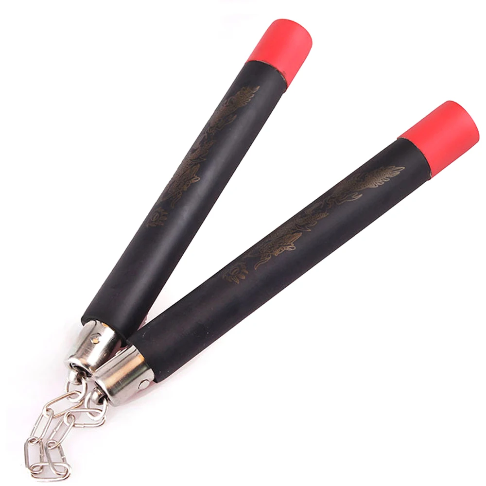 Единоборства нунчаки из поролона Nunchaku Дракон шаблон Черный Боевой нунчаки для восточных единоборств Китайский кунг-фу Брюс Ли - Цвет: Черный