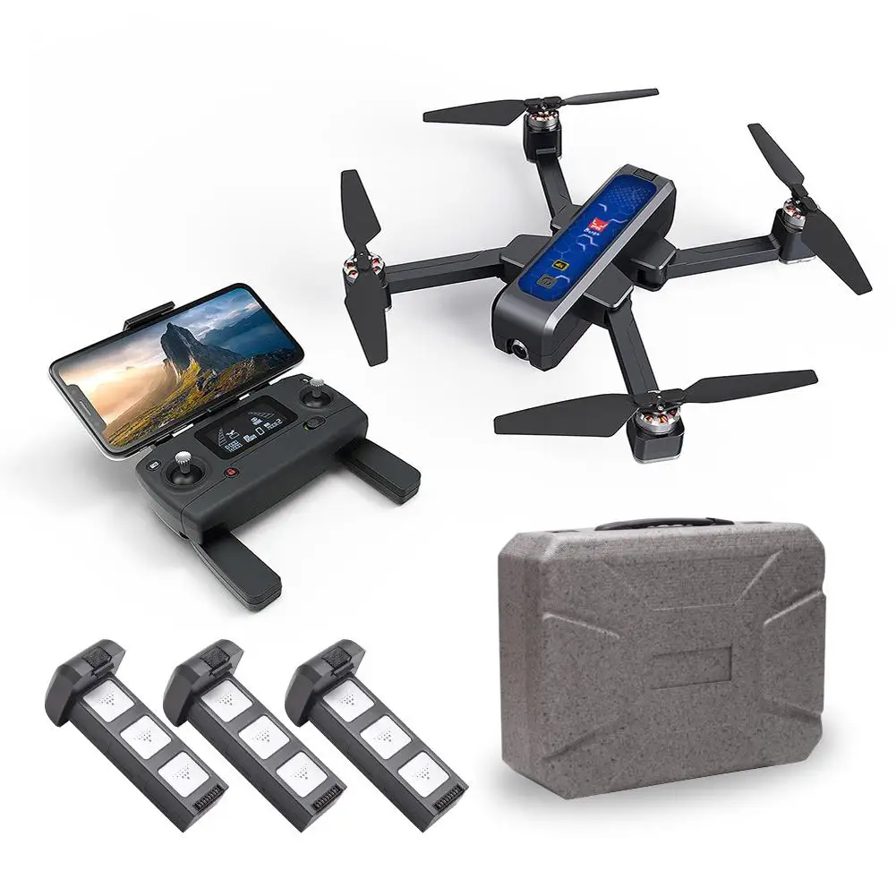 Дрон с дистанционным управлением 4K 5G WiF HD камера Квадрокоптер FPV складной четырехосевой Дрон с бесщеточным Мотором оптическое позиционирование потока - Цвет: blue case three B