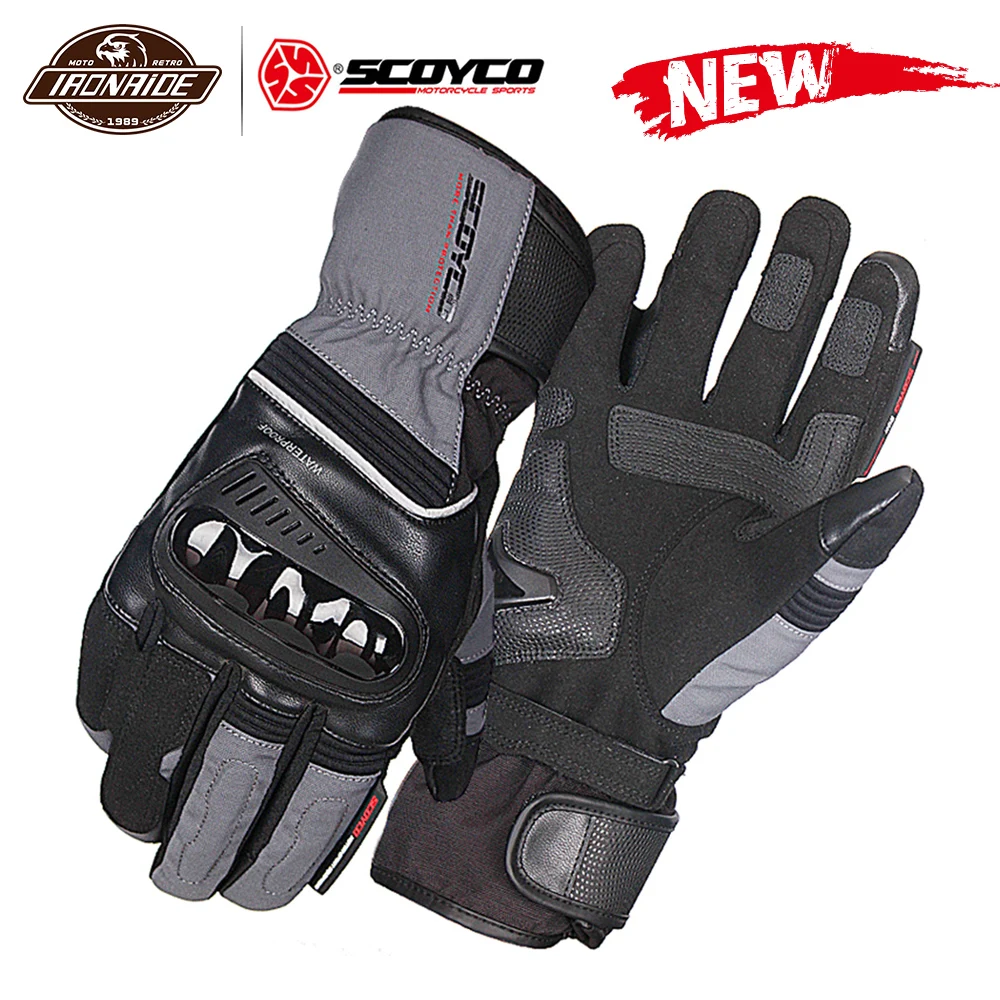 SCOYCO зимние Мотоциклетные Перчатки Водонепроницаемые Guantes Moto перчатки ветрозащитные Gant Moto rbike Racing перчатки для верховой езды 3 цвета - Цвет: MC82 Dark Grey