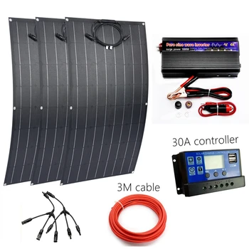 

3 x 100W Flexible Solar Panel ETFE 100w Solar Charger for RV/Boat 300w Solar Power System for Beginner 12V Solar Charger