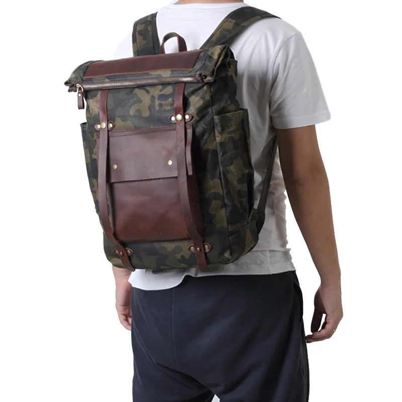 

Canvas waterproof camouflage outdoor travel hiking backpack laptop backpack training equipment camping backpack