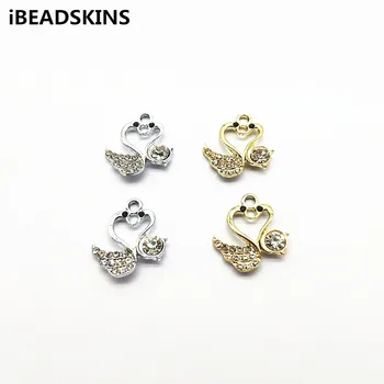 

New arrival! 20x19mm 100pcs Zinc Alloy Rhinestone swan shape charm for Earrings parts,hand Made Earrings Findings Jewelry DIY