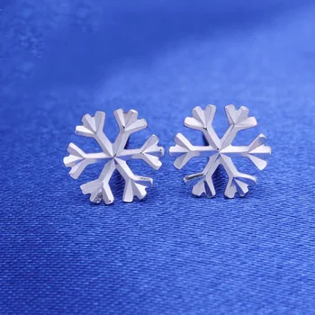 

Chic Snowflake Platinum White Real Solid Gold PT950 Pierced Earrings for Women Female Fine Wedding Engagement Office Jewelry