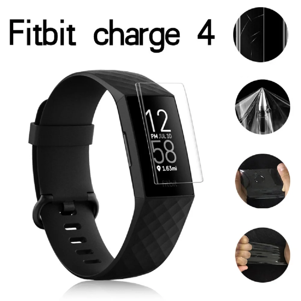 for Fitbit Charge 4 3 Screen Protector Full Coverage TPU Clear Film