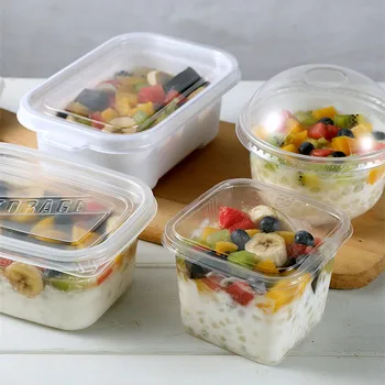 

50pcs High quality net red disposable dessert box diy baking decoration packaging cake ice cream fruit pudding cup with lid