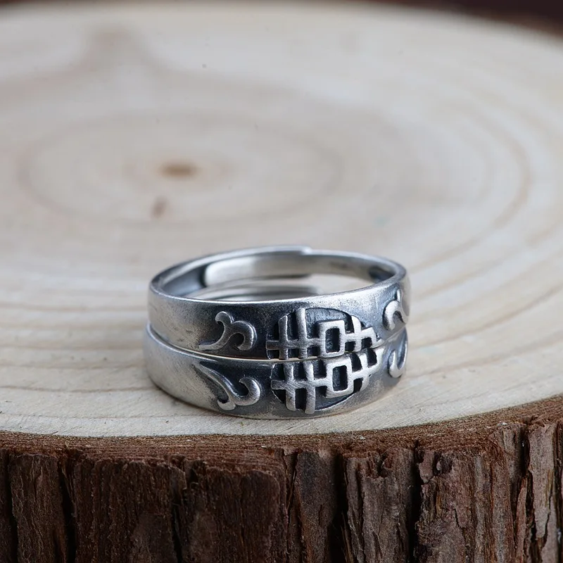 anillos de plata 925 para mujer, talla ajustable china Xi, anillo abierto joyería 1 pieza|Anillos| - AliExpress