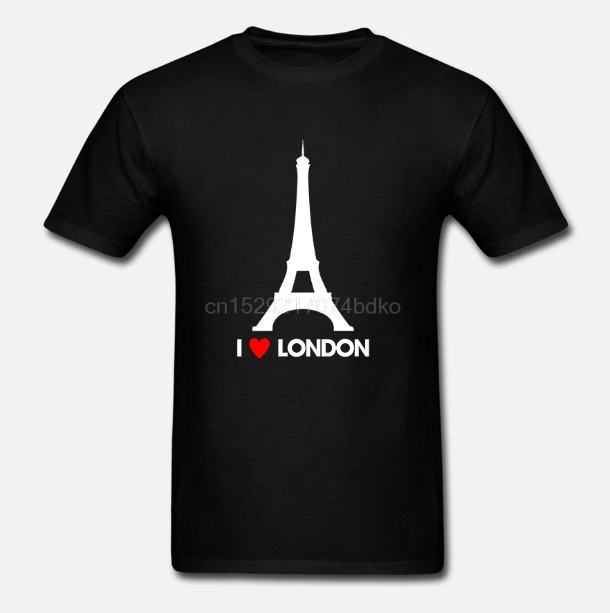 Мужская футболка с коротким рукавом I Heart London Eiffel Tower Joke женская одним вырезом |