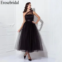 Erosebridal одно плечо черное вечернее платье длинное элегантный длинный формальный вечернее платье для женщин боковая молния