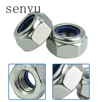 

luchang 100Pcs M3 M4 M5 M6 M8 Stainless Steel Metal Steel Self-locking Nut Lock Nut Locknut Slip Hex Nut