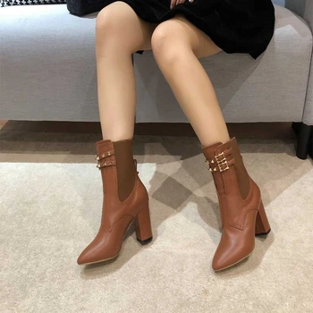 

Luxury brand leather autumn and winter short boots women's boots women's shoes Willow series women's boots heels 8.5 cm 6502260