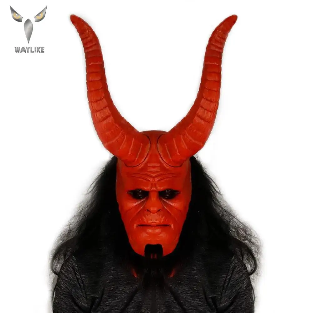 Waylike Хэллоуин страшный уголок Hellboy латексная маска для косплея вызов тьмы