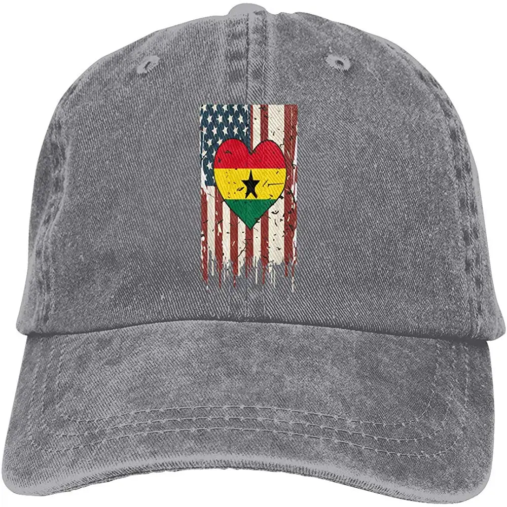 Бейсбольная кепка из джинсовой ткани для мужчин и женщин, s Hearts Ghana USA, простая Кепка