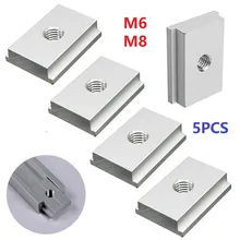 

5PCS M6/M8 T-track Slider Aluminum Alloy T Slot Nut Sliding Hammer Nut Woodworking Tool Fastener For T-track Sliding Slot 30 45