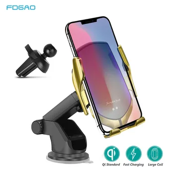 

FDGAO 2 IN 1 Automatic Clamping Car Wireless Charger for iPhone 8 8Plus X XS 11 Pro Samsung S20 S10 Infrared Sensor Phone Holder