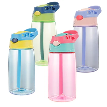 

480ML Water Bottle Sport Child Student Children Leak Proof Learning Drinking Cups with Straw 4 Colors Feeding Bottles