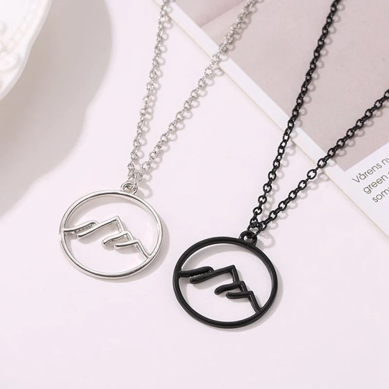 

1 PC Round Hollow Mountain Range Pendant Necklaces Women Men Geometric Hollow Necklace Climbing Lover Gift Jewelry Dropship New