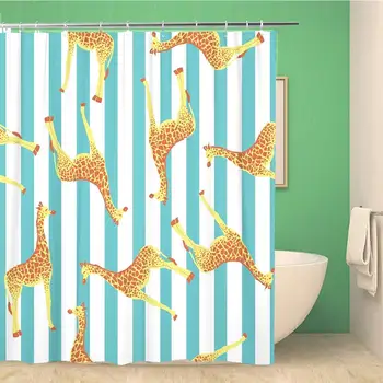 

Bathroom Shower Curtain Yellow Abstract Giraffe Pattern Africa Animal Cartoon Color Cute 72x78 inches Waterproof Bath Curtain