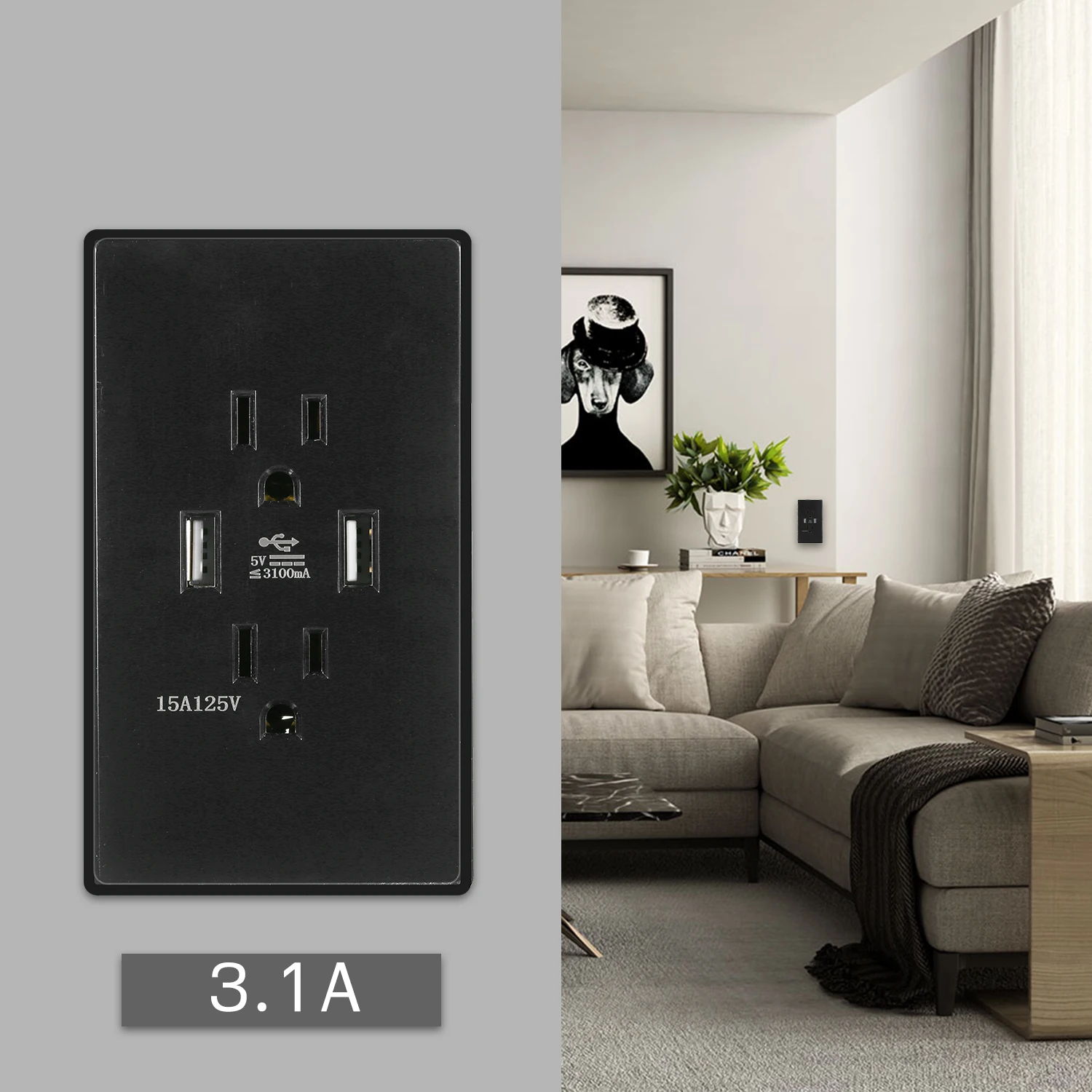 3.1A/4.2A настенная розетка, двойной USB порт, адаптер питания, розетки, панель, универсальная устойчивая дуплексная розетка