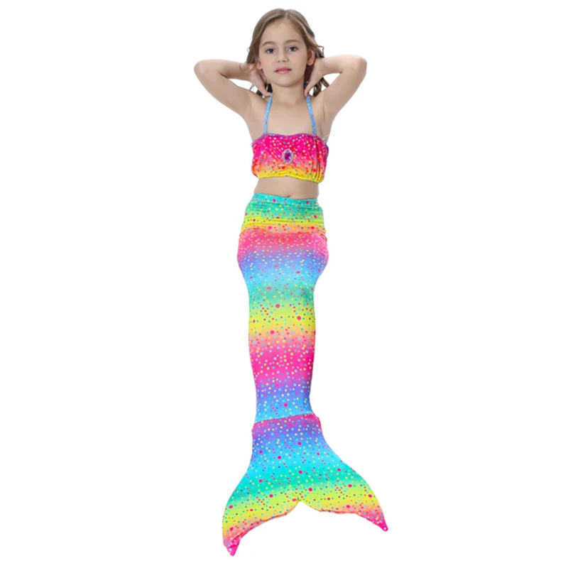 

3Pcs Cosplay Girls Swimsuit Kids Children Swimmable Suit Little Mermaid Tails for Swimming Costume Mermaid Tail