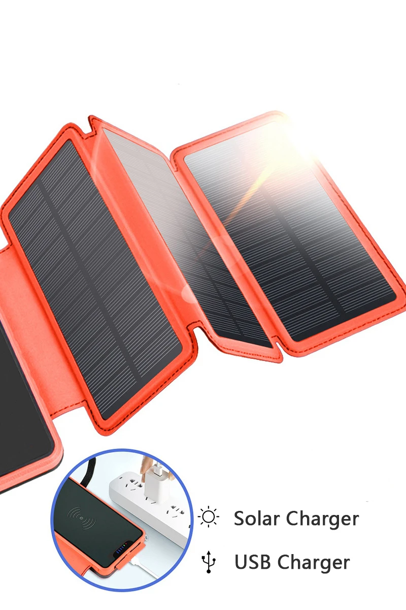100000mAh Solar Power Bank Qi Wireless Charger Waterproof Powerbank Portable Solar Panel Charger Outdoor Camping Light Poverbank best battery pack