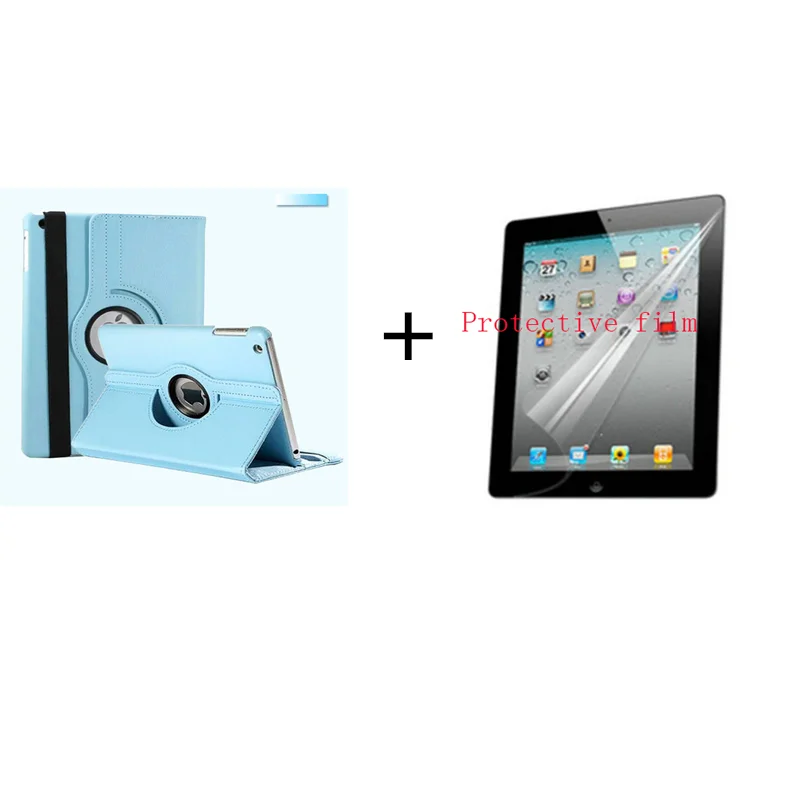 sky blue and film Чехол для iPad mini 1 mini 2 mini 3, вращающийся на 360 градусов, с откидной подставкой, A1432 A1454, защитный чехол 7,9 дюйма для iPad mini 1 2 3, умный чехол+ пленка - Цвет: sky blue and film