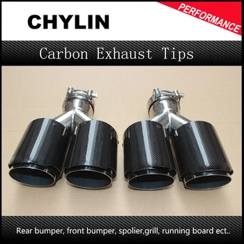 

A Pair Dual Stainless Ak exhaust tip Carbon Fiber tailpipe Inlet 2.5"Outlet 3.5" car-styling exhaust muffler tip