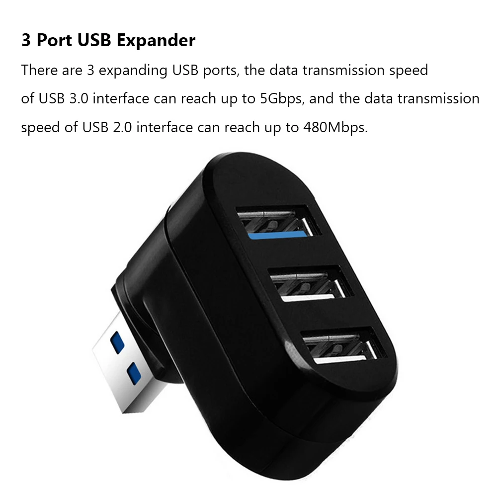 1 шт. Мини Вращающийся 3 порта USB 3,0 концентратор Высокоскоростной разветвитель передачи данных коробка адаптер для ПК ноутбук MacBook Pro Аксессуары для компьютера