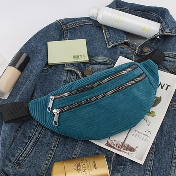 

Women Corduroy Waist Bag Fashion travel Money Phone Chest Banana Bag Ladies Designer Canvas Fanny Pack Female Bum Belt Bags #30