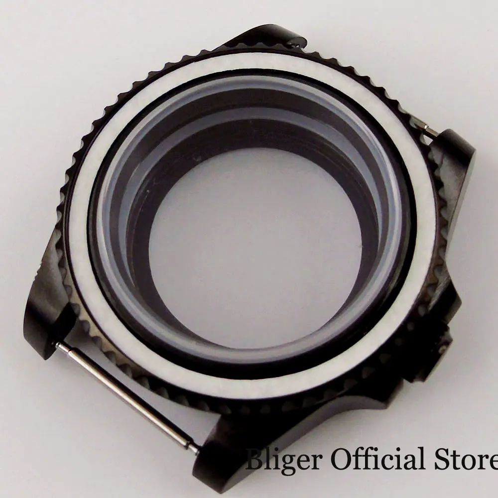 

High Quality Men Watch Part Black Case Seeing Through Backcover For NH35 NH35A NH36 NH36A Movement Rotating Bezel