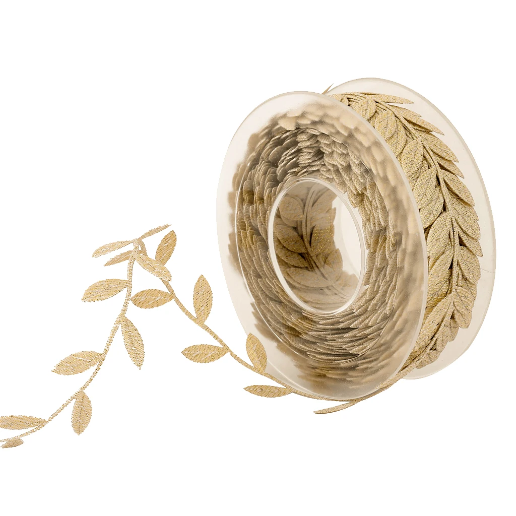 15 M Simulation Artificial Leaf Ribbon for DIY Craft Wreath Making Gift Wraping Decoration Polyester Lace Trim Motif Applique