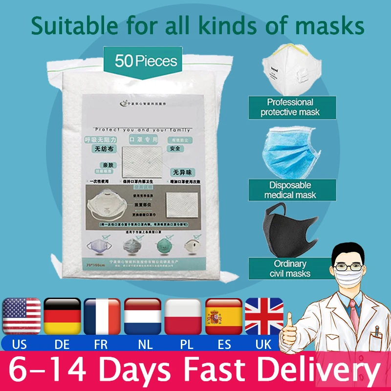 

500Pcs Face Mask Filter Protection Pad Anti Influenza Pollution Dustproof Breathing Safety Mouth Caps Suitable For KF94 N95 KN95