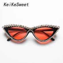 KeiKeSweet, Лидирующий бренд, дизайнерские, кристалл, кошачий глаз, солнцезащитные очки, женские, стразы, Ретро стиль, вечерние, сексуальные лучи, UV400, солнцезащитные очки, модные, крутые