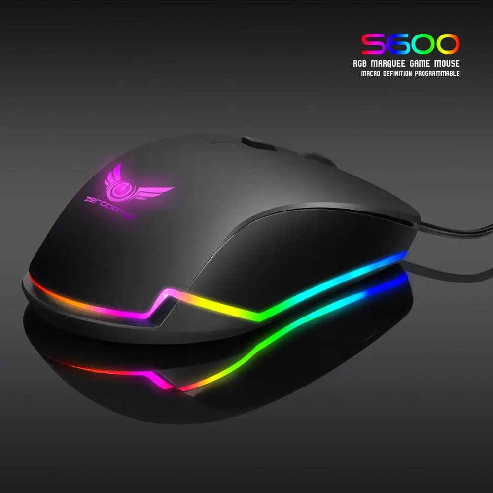  S600 Profession Gaming Mouse Wired RGB RGB Color Backlit 16.8 Million Chroma 4800 DPI 6 Programmabl