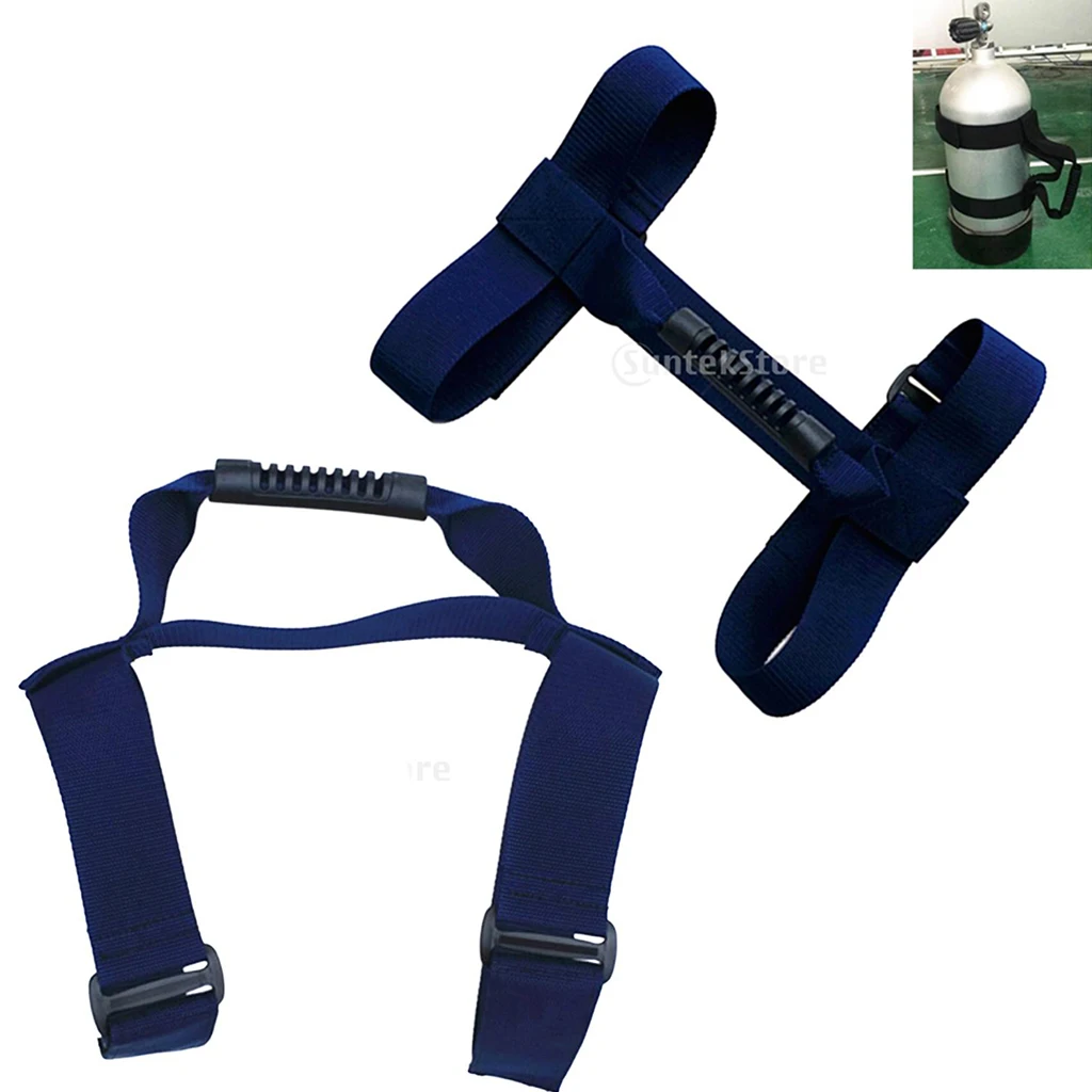 Pack of 2 Scuba Diving Tanks Carrier Handle Holder Cylinder Carrying Straps Blue