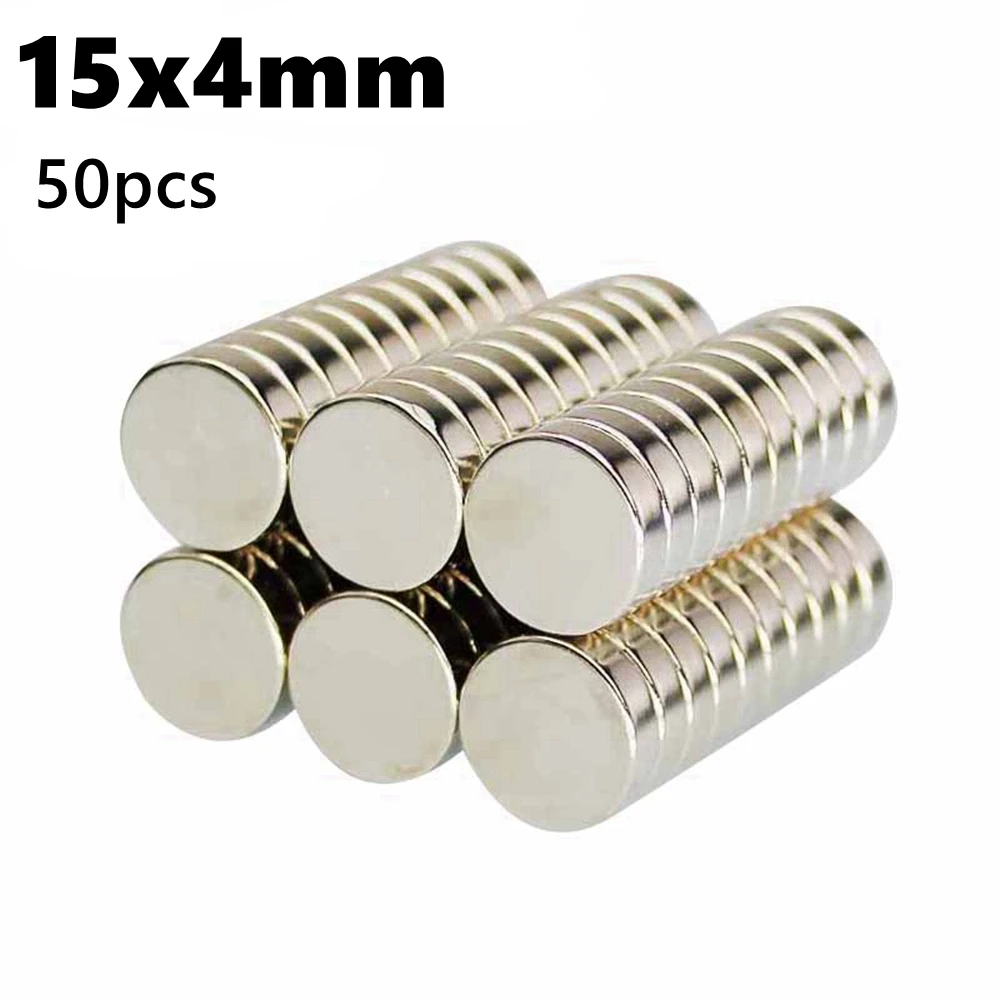 

Super Powerful Magnetic Neodymium Magnet Sheets 50pcs Disc 15mm x 4mm N35 15x4 Rare Earth Small Round NdFeB Magnets Sheet