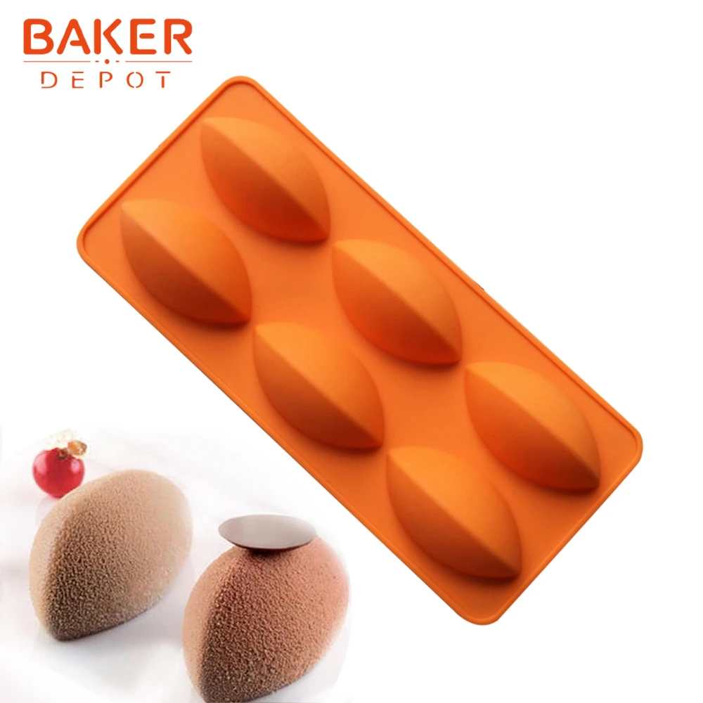 BAKER DEPOT регби силиконовая форма для торта Кондитерская выпечка Овальный французский десерт для пудинга и желе плесень 6 полости ручной работы мыло инструмент