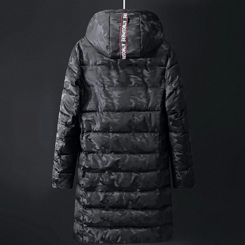 Большие размеры 5XL-10XL мужские зимние камуфляжные куртки с капюшоном толстые теплые внутренние карманы парки простой подол практичные Длинные Стильные пальто