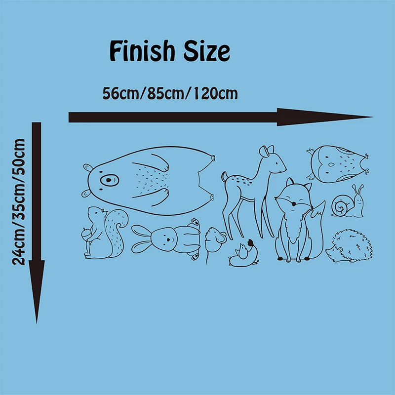 Cartoon Woodland Animals Bear Deer Wall Sticker Baby Nursery Kids Room Forest Pet Fox Wolf Animal Wall Decal Bedroom Vinyl Decor (1)