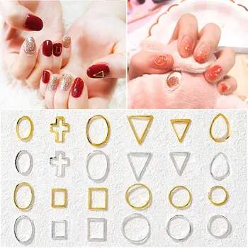 

100 Pieces 3D Nail Sticker Hollow Rivet Art Decoration DIY Geometric Metal Border Gold Round Square Design Nail Accessories