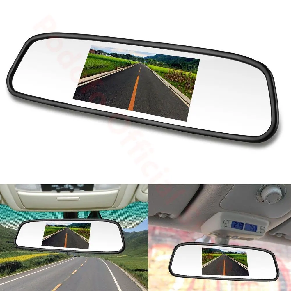 Podofo 4.3 Car Rearview Mirror Monitor Auto Parking System + LED Night Vision Backup Reverse Camera CCD Car Rear View Camera